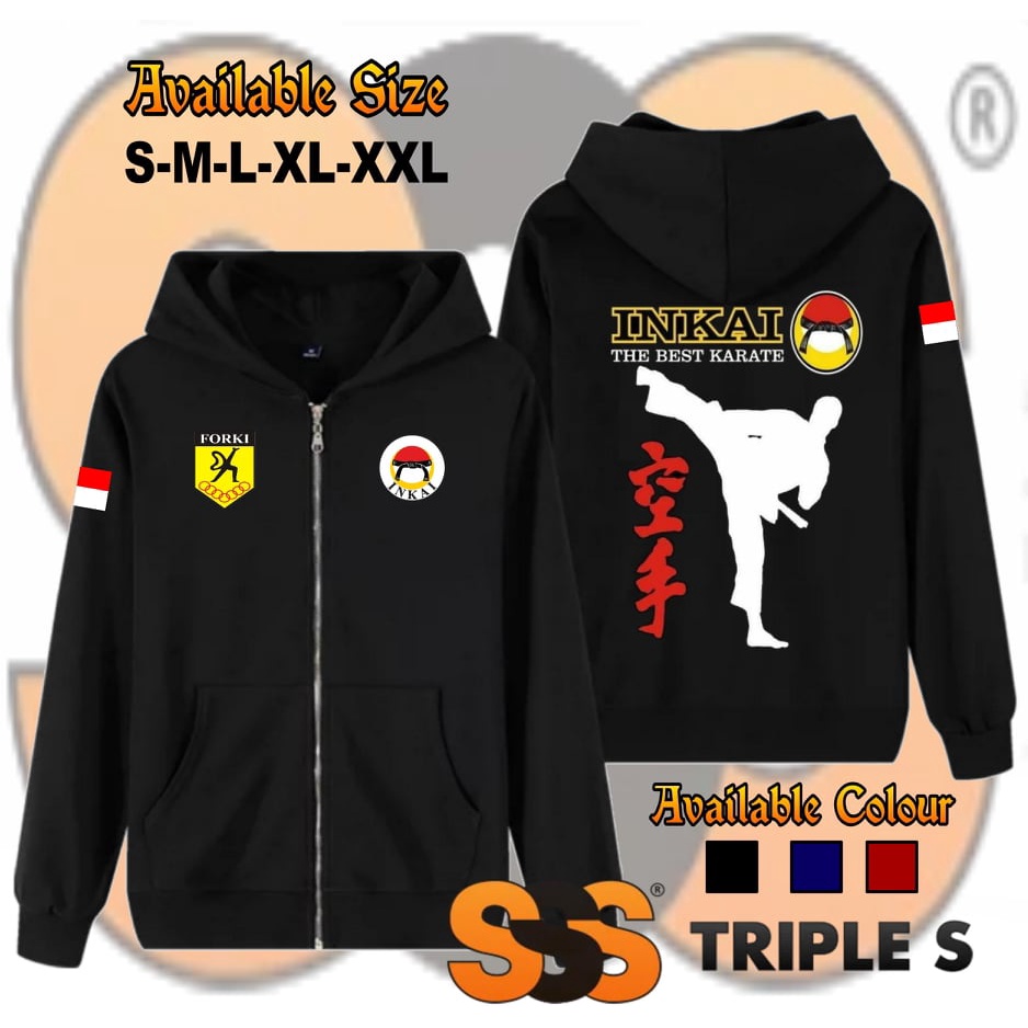 JAKET RESLETING INKAI THE BEST KARATE HOODIE ZIPPER BELADIRI KARATE DO INKAI FORKI INDONESIA