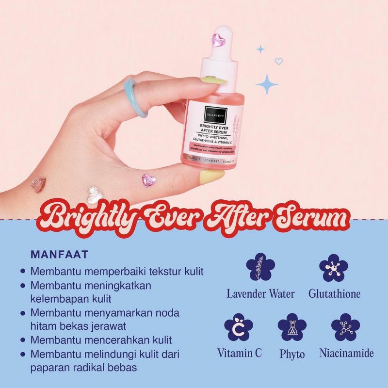 Scarlett Whitening Acne Serum Cream | Scarlet Whitening Brightly Ever After Serum Scarlett Whitening Glowtening Serum