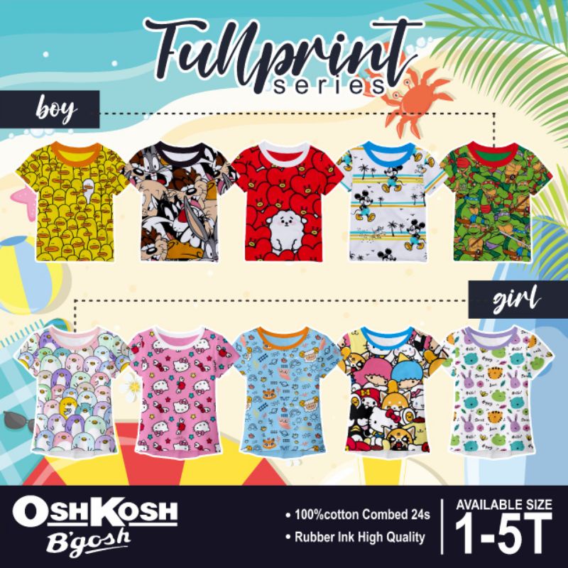 kaos anak oshkosh baby mix series girl boy fullprint
