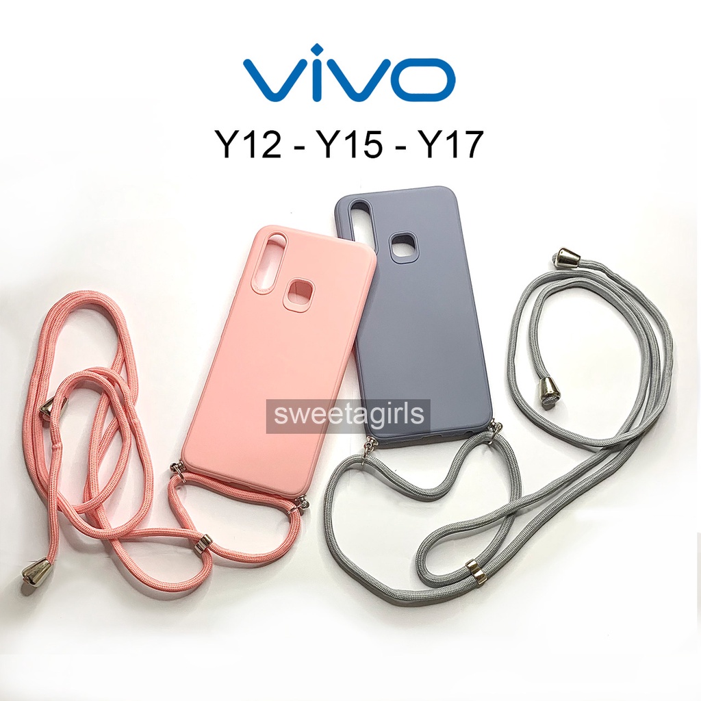 Softcase Tali For Vivo Y12 - Y15 - Y17 ( Sama ) - Sweetacase.id -  Case Tali Macaroon - Slingcase - Candy Case - Casing Baby - Casing Tali bisa dibuat selempang - Tali lanyard Gantungan Hp Model Nagita Mama Gigi