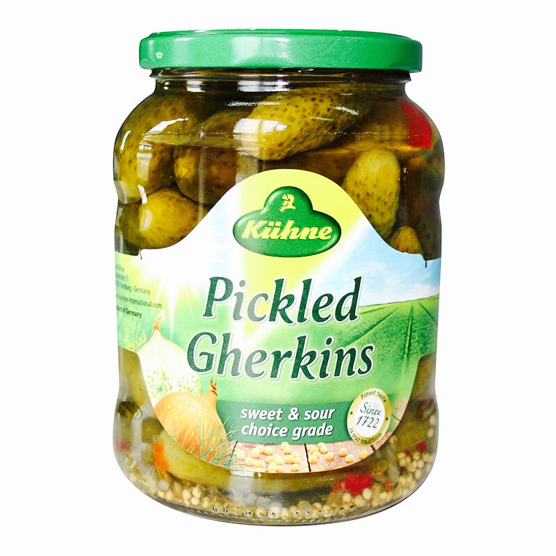 

Kuhne Sweet Sour Gherkins Pickled Cucumber Pickles Sandwich Acar Timun Probiotics