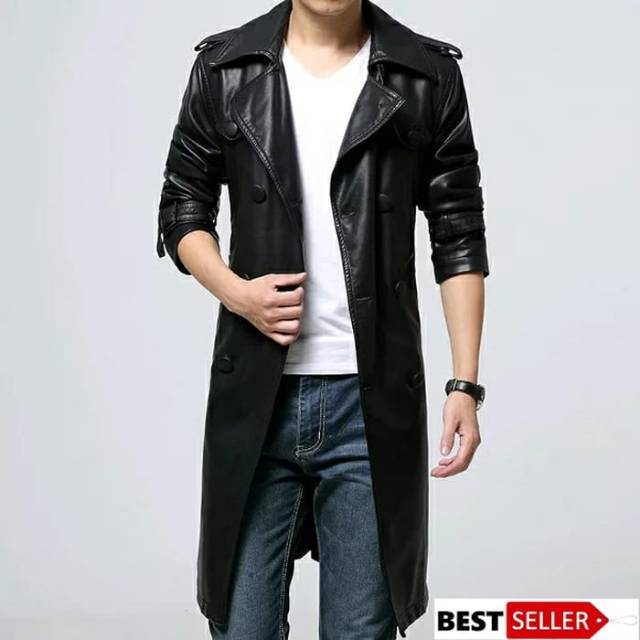 Jas pria /jas panjang kulit sintetis/semi kulit