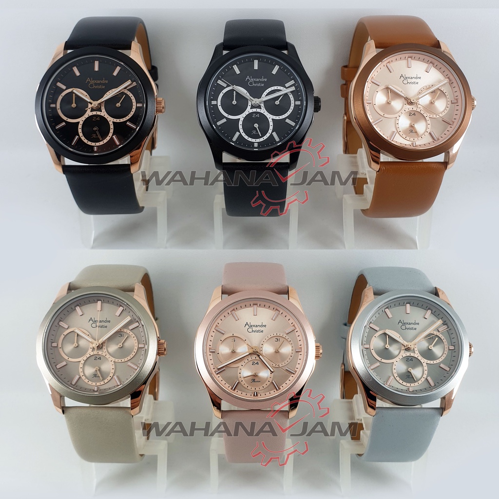 Alexandre Christie AC 2968 BF / Jam Tangan Wanita AC2968 Kulit Alexander Cewek Multifungsi Tanggal