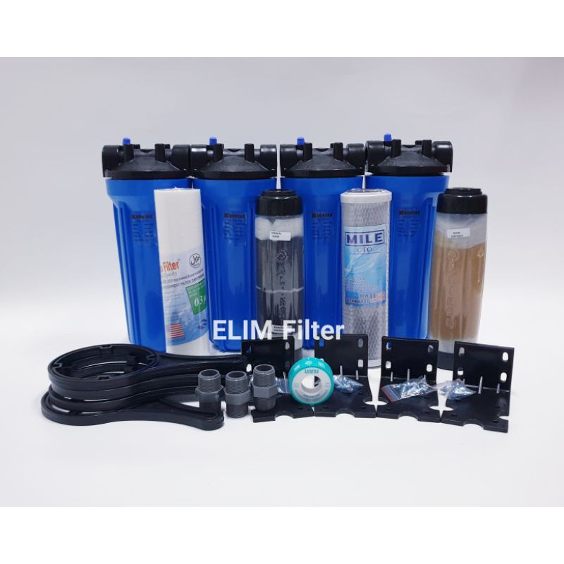 Filter Air Sumur - Filter Air Ledeng 4 Housing 10 inch 5 Tahap - BLUE