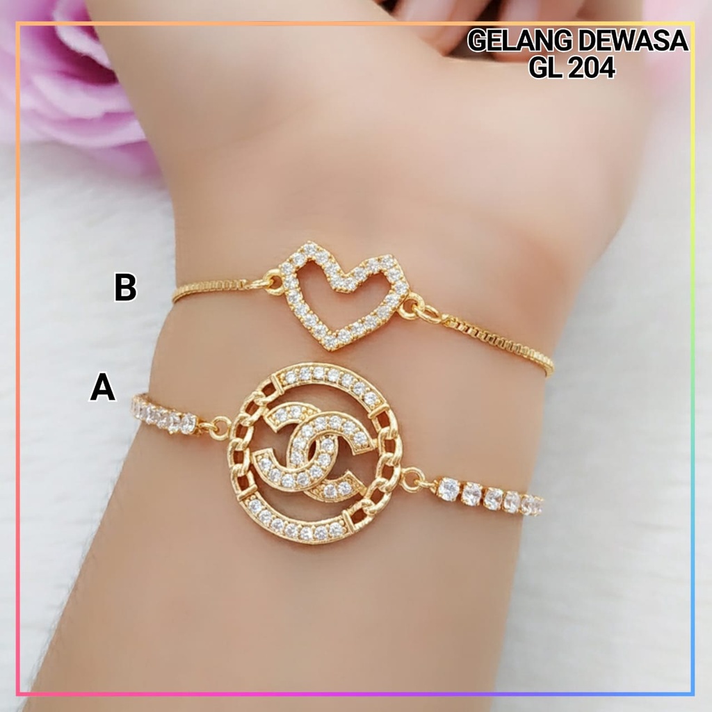 Gelang xuping gelang dewasa serut love cantik perhiasan wanita lapis emas gold GL 204