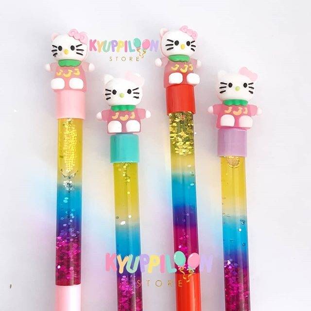 

Pulpen Gel unik lucu Glitter Air Hello Kitty
