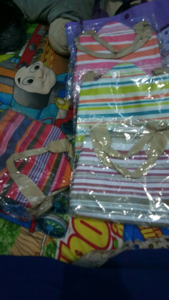 Halo.bag 005 Lunch Cooler Bag Motif Salur Kotak Tempat Makan Bekal Aluminium Foil Tas Tahan Panas