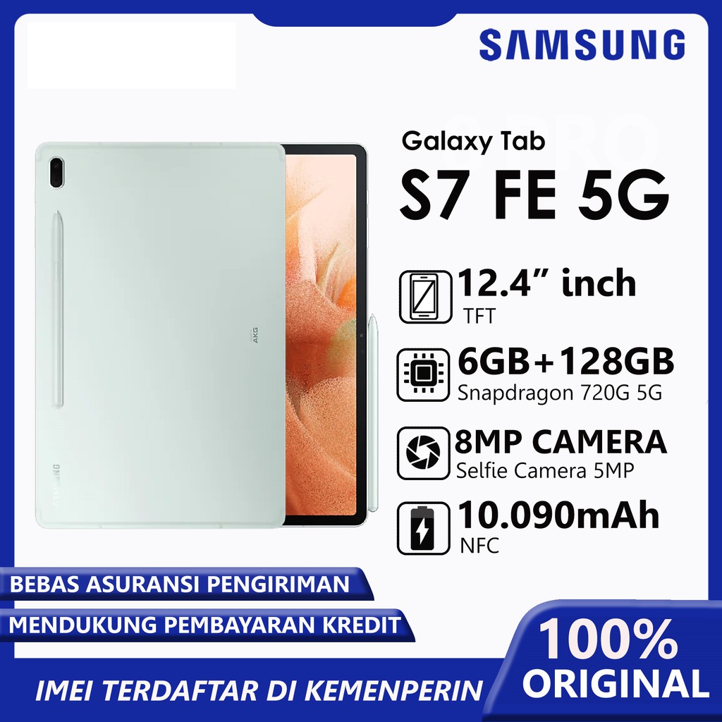 Samsung Galaxy TAB S7 FE T736 RAM 6 GB ROM 128 GB 6/128 12 Inch 5G Original Garansi Resmi SEIN