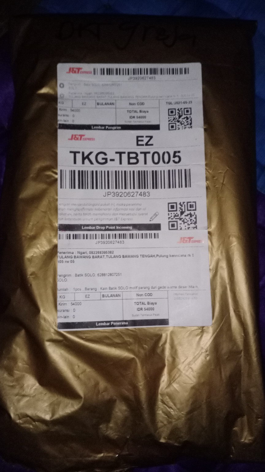 Kain Batik Solo Motif Parang Duri Gede Warna Dasar Hitam