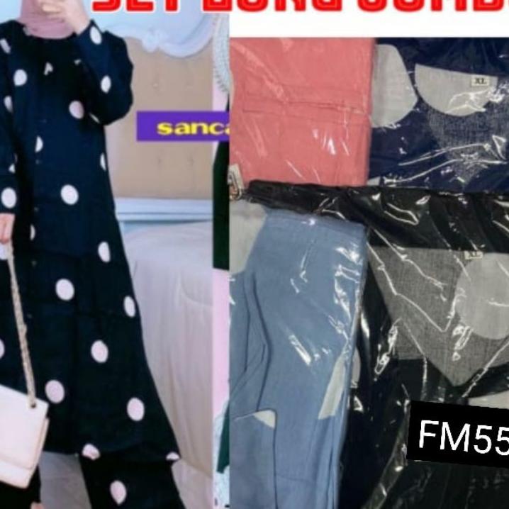 ✾ POLKADOT Set Jumbo Rayon - SETELAN LONG TUNIK JUMBO XXXL LD 125 POLKADOT / SETCEL LONG TUNIK JUMBO