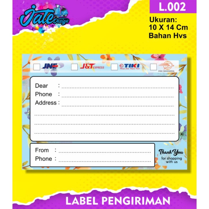 

Label pengiriman olshop bahan hvs (isi 10pcs)