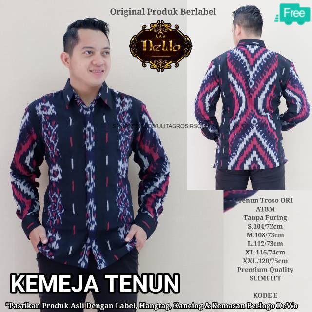 "TERBARUU"Kemeja Batik Pria Premium ORI SOLO Tenun Troso Slimfit Size S M L XL XXL
