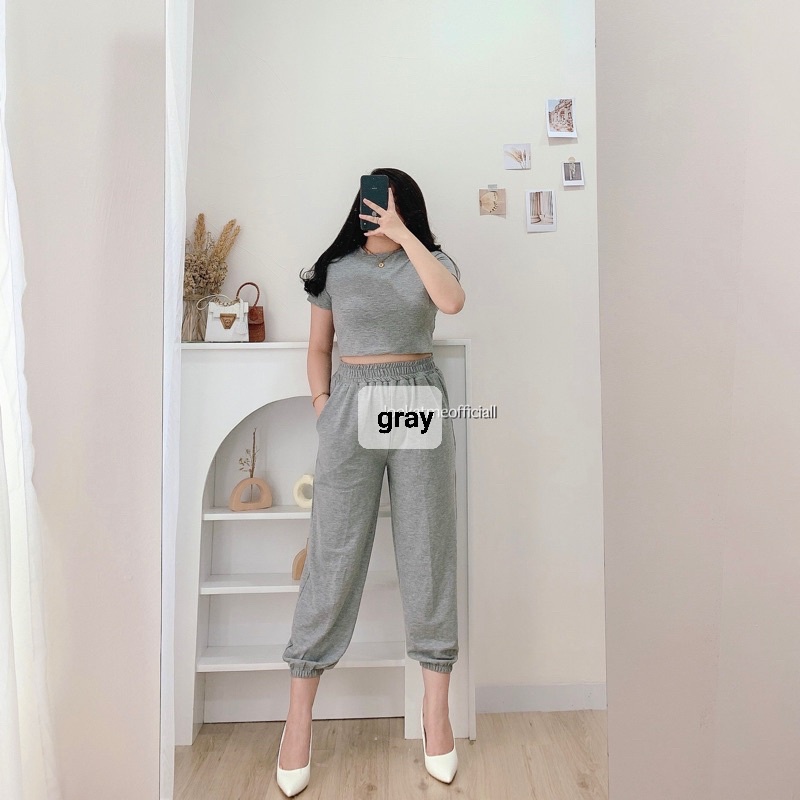 AS FASHION-COD-SETELAN CASUAL WANITA TERBARU-SET BAJU DAN CELANA WANITA-SETELAN CROP