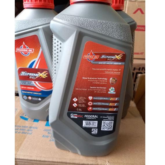 (Z8F7) OLI OIL FEDERAL SUPREME XX SAE 20W-50 JASO MA 800ml free bubble wrap //Readi@lagi