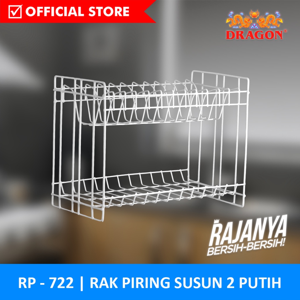Rak Piring Susun 2 Putih - RAK PIRING BESI DRAGON SUSUN 2 - RAK PIRING WASTAFEL