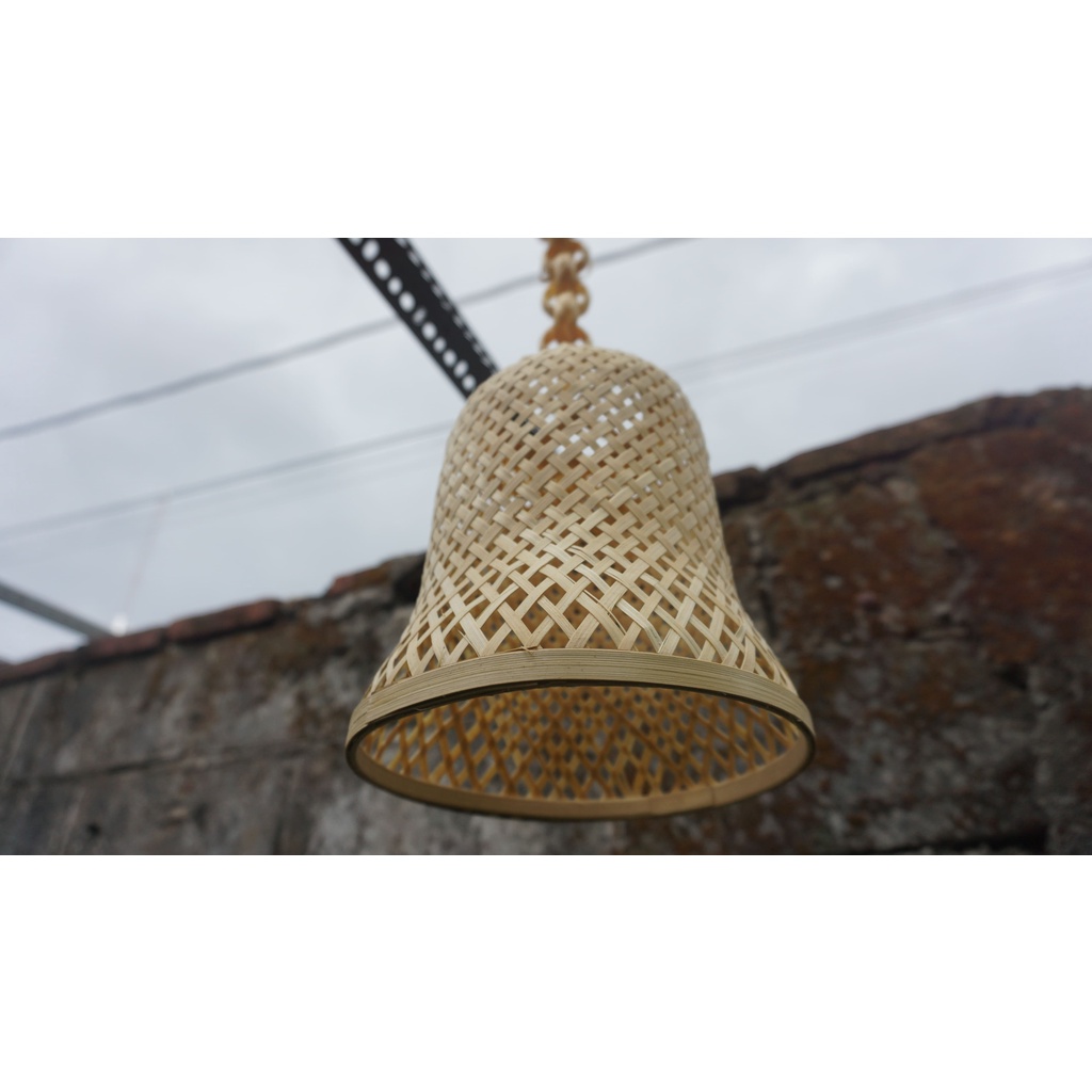 Kap Lampu Gantung Bambu Lonceng - Lampu Hias Lonceng Bambu - Lampu Dekorasi Bambu Lonceng