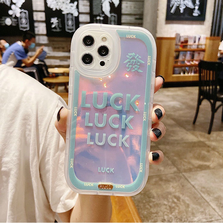 Casing iPhone 12 13 11 Pro Max X Xs Max Xr Fsd7 Motif Tulisan Happy Lucky