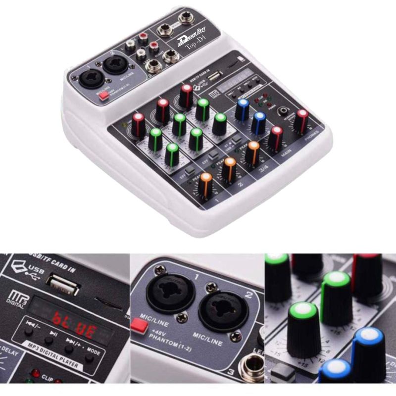 Mixer DUSENBERG 4 Channel 2 Mono 2 Stereo Mixer Usb Bluetooth - TOP D4