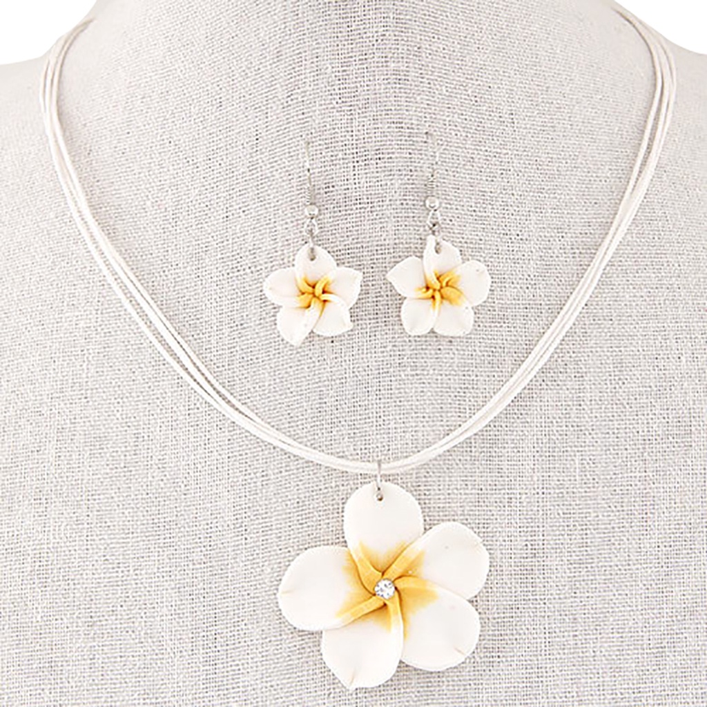 Hu Hu Hu Hu Hu Alat Bantu Pasang Kacamata♡ Set Kalung Dan Anting Gantung Bahan Alloy Bentuk Bunga Untuk Wanita