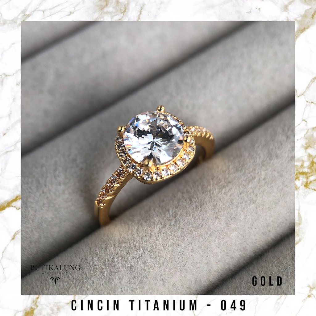 EMILY - Cincin Tunangan Cincin Sterling Silver Ring Titanium Stainless Steel Anti Karat 049