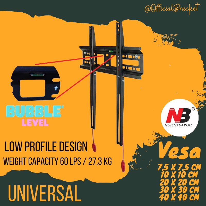 Bracket TV NB North Bayou 55 50 43 42 40 32 29 24 21 14 Inch NBD2F Fixed Impor