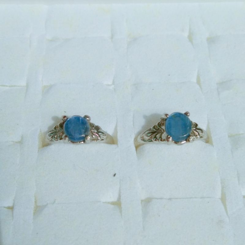 Cincin Alloy Chrome Batu Kyanite Blue Safir Australia Natural