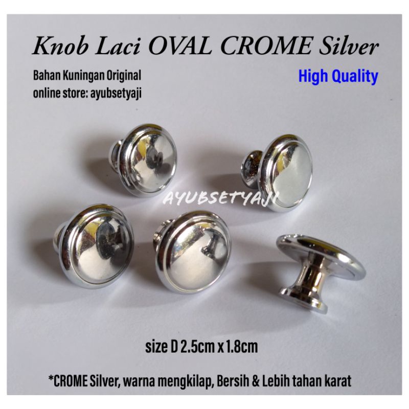 Knob Laci Bundar 02 CROME SILVER mewah mengkilap Tarikan pintu lemari modern style gagang pintu loke