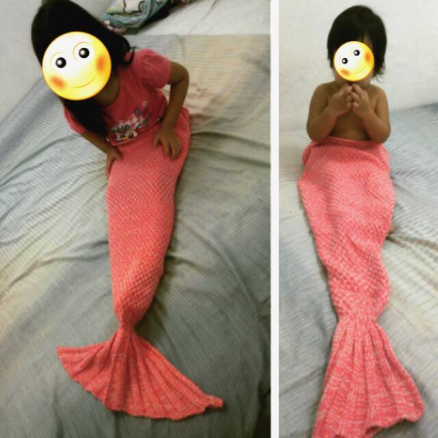 SELIMUT ANAK - SELIMUT BAYI - SELIMUT PUTRI DUYUNG - MERMAID TAIL - RAJUTAN (IMPORT)