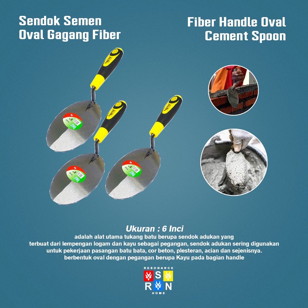 Sendok Tembok Bulat 6 Inci Gagang Karet l Sendok Semen 6&quot; Super Quality Resonance Home