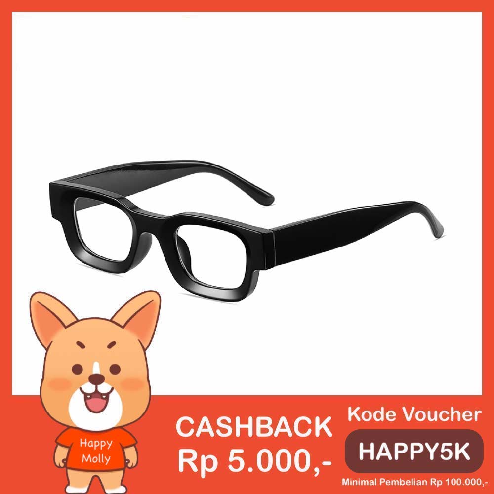 Kacamata [ Hitam Transparan ] Anti Radiasi - Glasses Pria &amp; Wanita Korea - HM8105