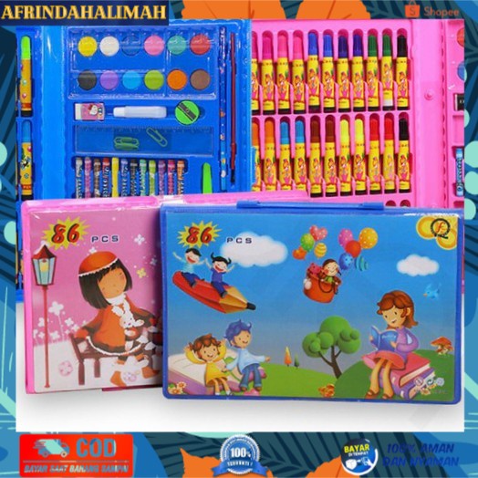 

[TERBARU] stationery set pensil crayon cat air perlengkapan sklh menggambar 86 - Biru