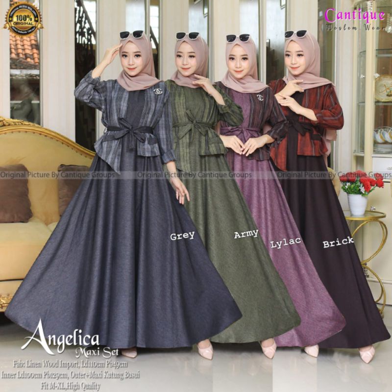 ANGELICA SET LINEN WOOD INNER MAXY KUTUNG + OUTER + TALI BUSUI FIT XL