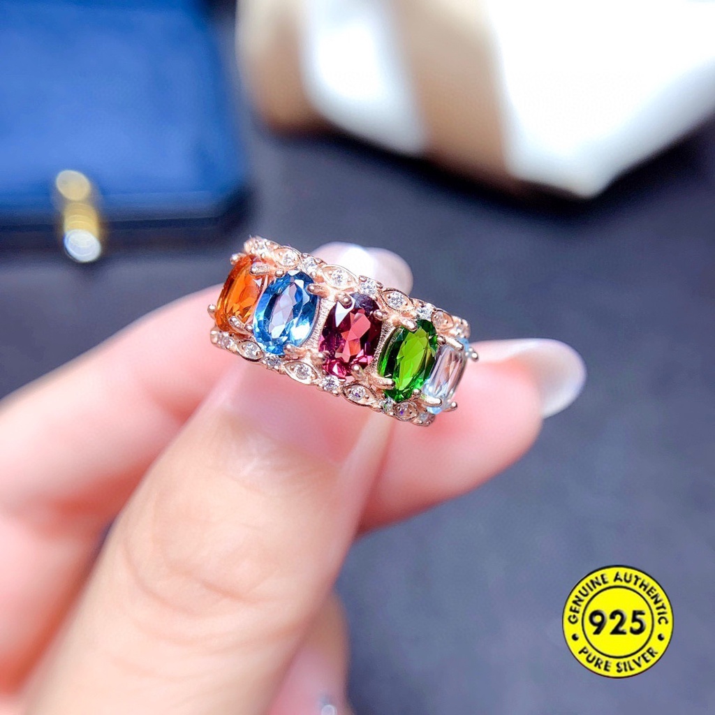 Cincin Batu Permata Kristal Alami Model Terbuka Dapat Disesuaikan Untuk Wanita