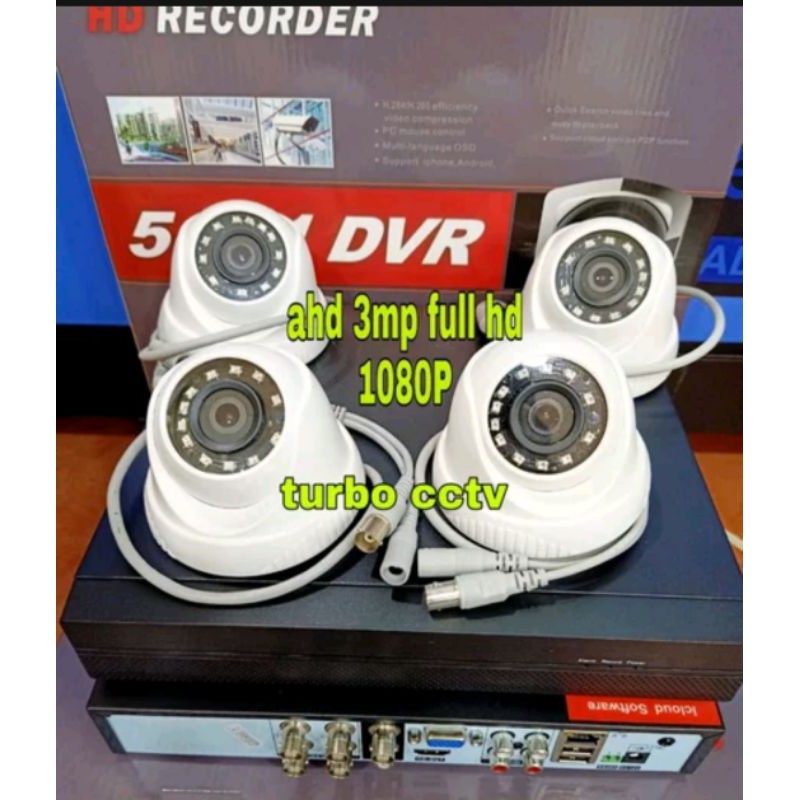 Paket kamera cctv 4ch Lenz 3mp res 1080p komplit hdd 500gb