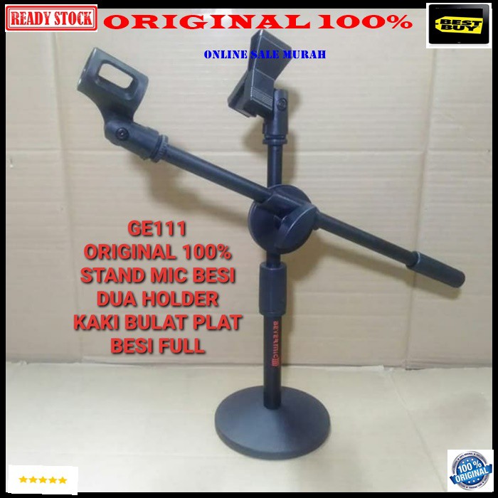 G111 Beyermic stand mic kaki bulat holder standing pendek dual microphone mik penyangga universal mikrophone tiang pegangan tripod bundar bulet double dobel G111   Garansi MIC TIDAK AKAN JATUH  Bisa segala MIC  Stand Mic Meja kaki bulat besi