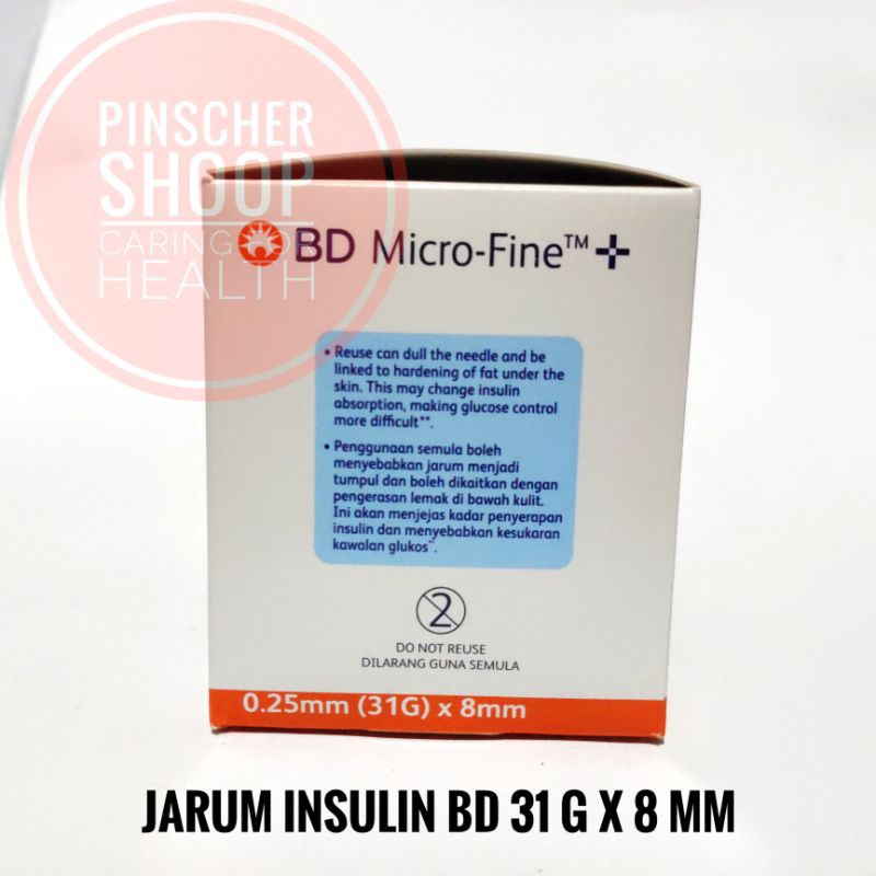 Jarum Insulin BD Microfine 31 G Biru Muda 0,25 x 8 mm