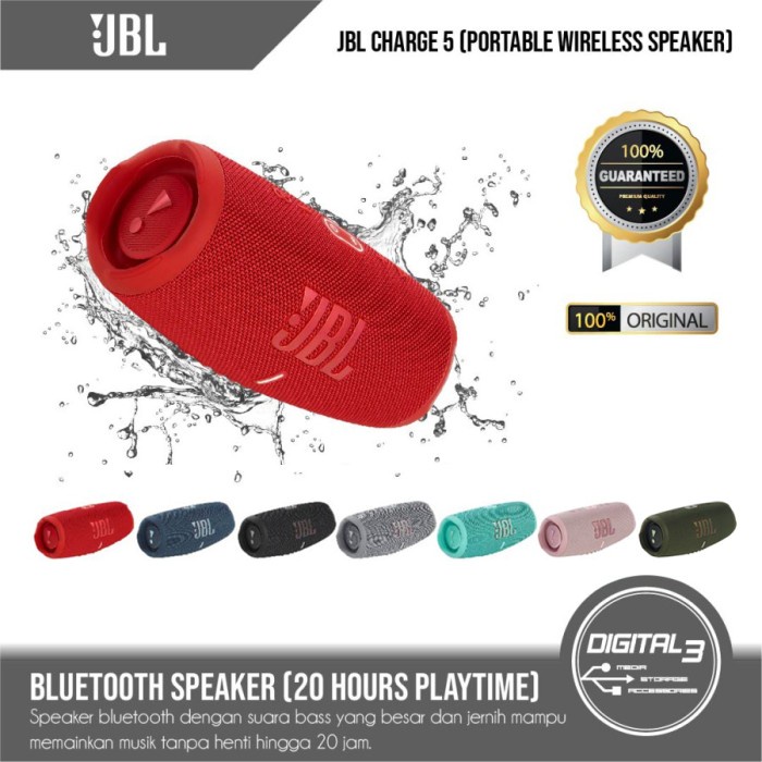 Speaker - Jbl Charge 5 Bluetooth Wireless Speaker 20Jam Waterproof Ip67 Original