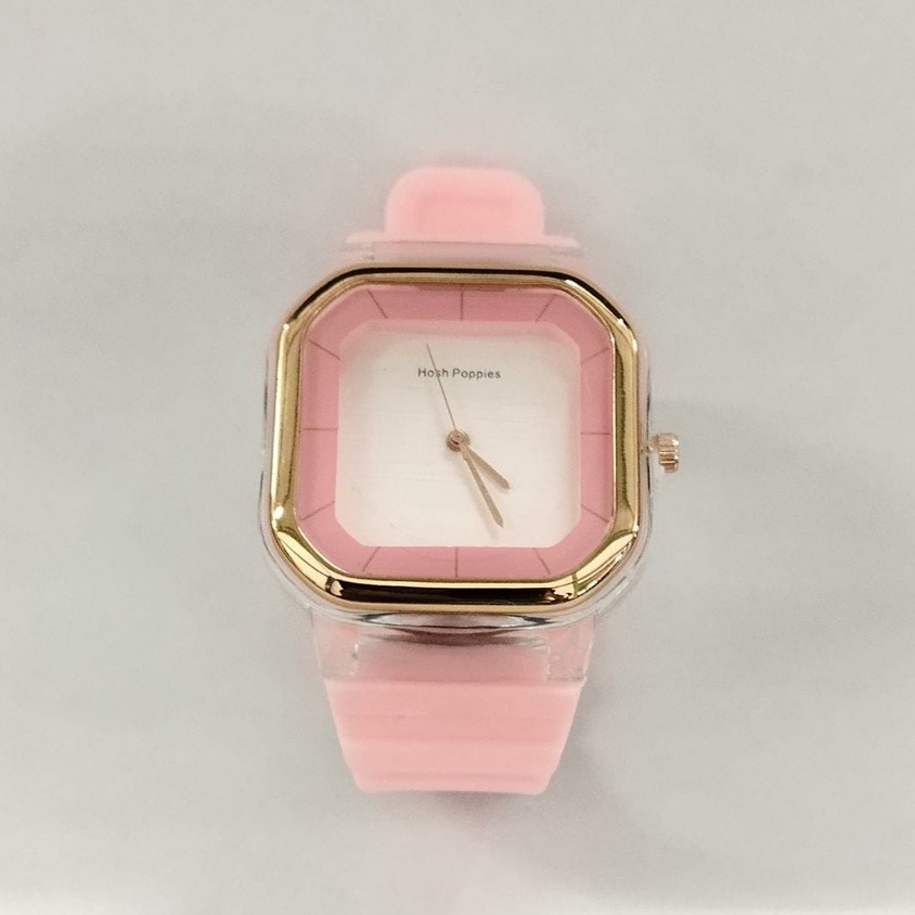 MKL - Jam Wanita Hosh Poppies Kotak Rubber Crono off Type HP60 JT036-PINK