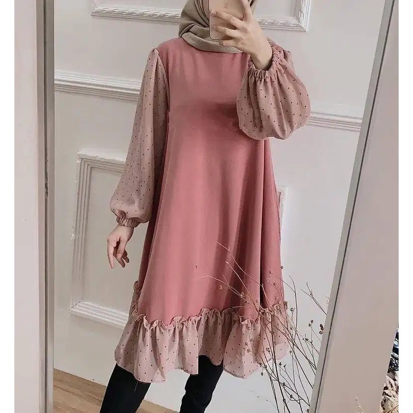 TUNIK RANUM / TUNIK RENANDA / TUNIK KOMBINASI POLKADOT