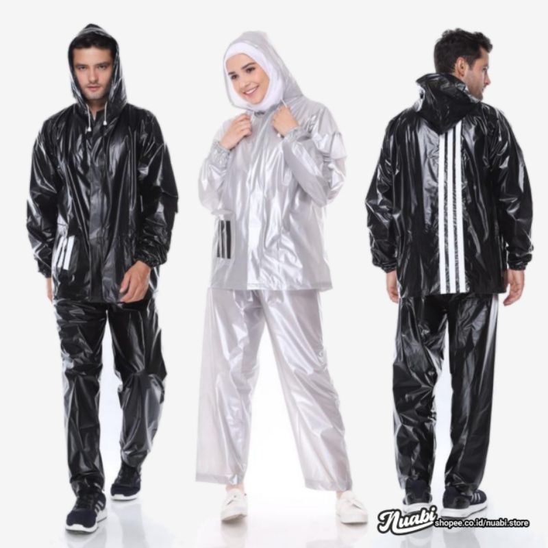 Jas Hujan Unisex Pria Wanita / Jas Hujan Bromo 3G Series 3 Setrip Di Belakang / Mantel Pelindung Hujan