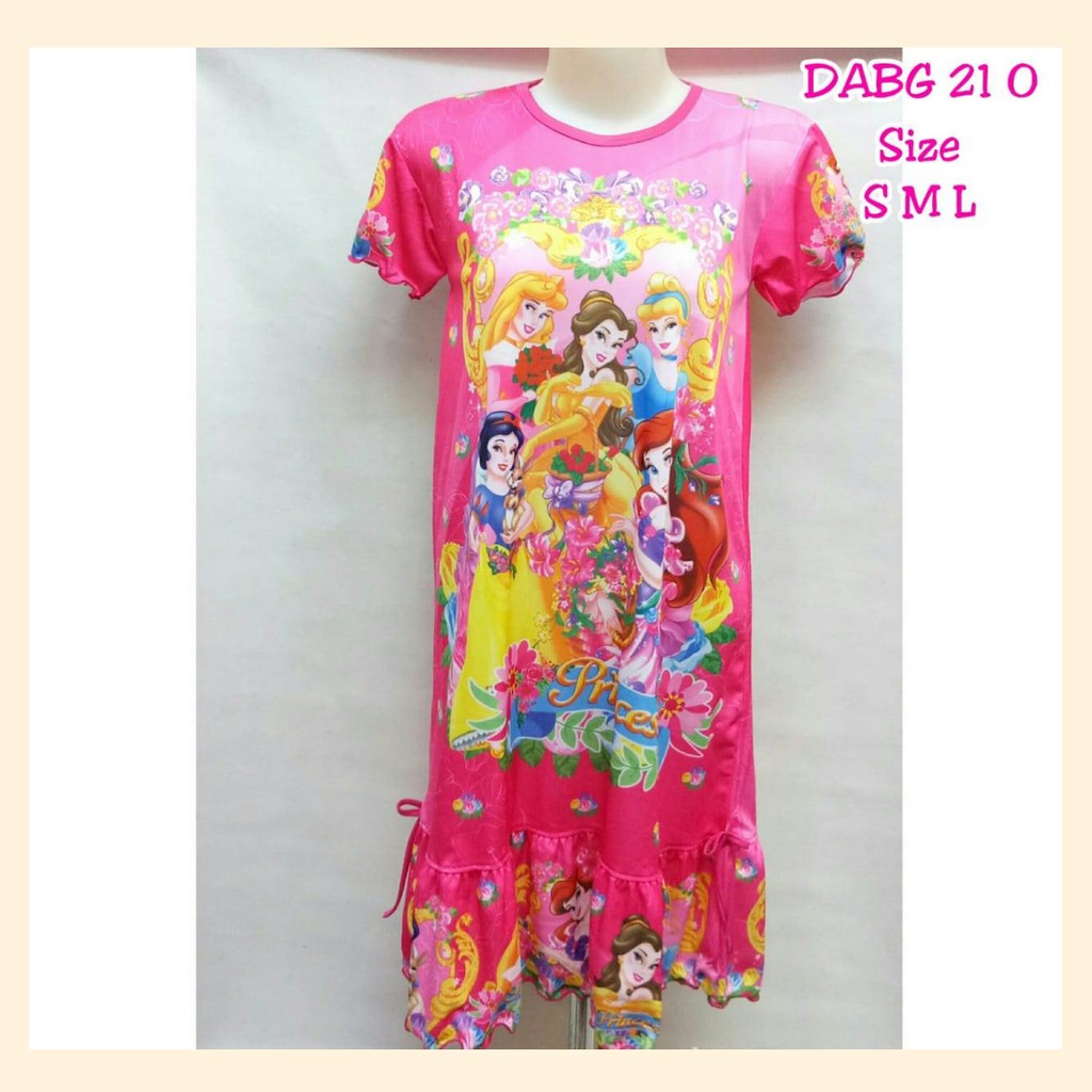 Daster / Terusan / Dress Anak Jumbo Karakter / Barbie / Princess / baju anak jumbo