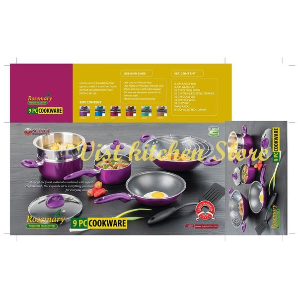 (Khusus grab)Panci set supra rosemary 9pcs / Steamer set / wajan