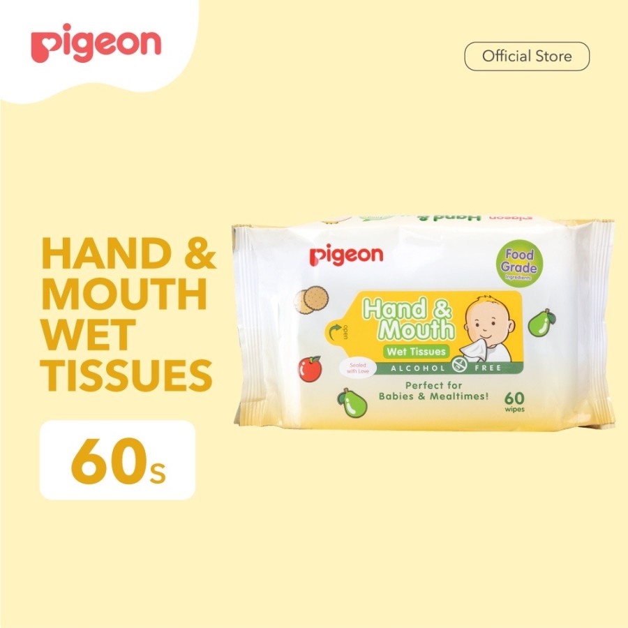 PIGEON Hand and Mouth Wet Tissue - 60 Sheets | Tisu Basah Bayi