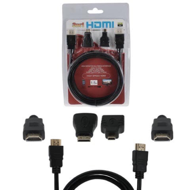 KABEL HDMI 3in1 HDMI TO HDMI + micro + Mini 1.5m