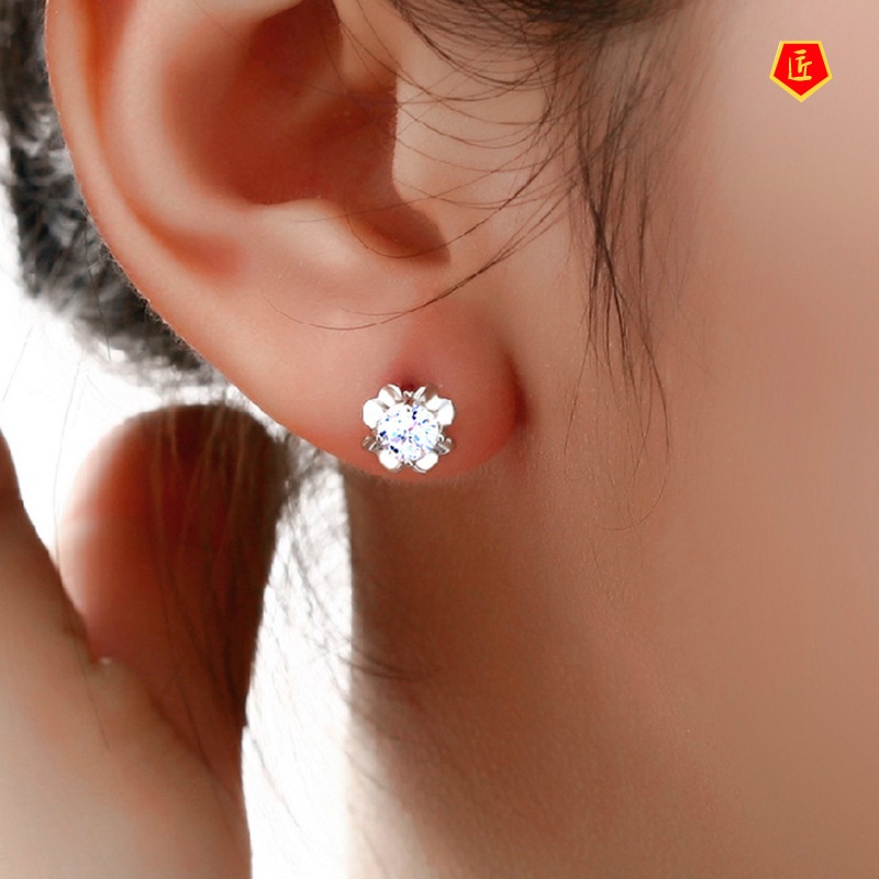 [Ready Stock]Clover Silver Stud Earrings for Women