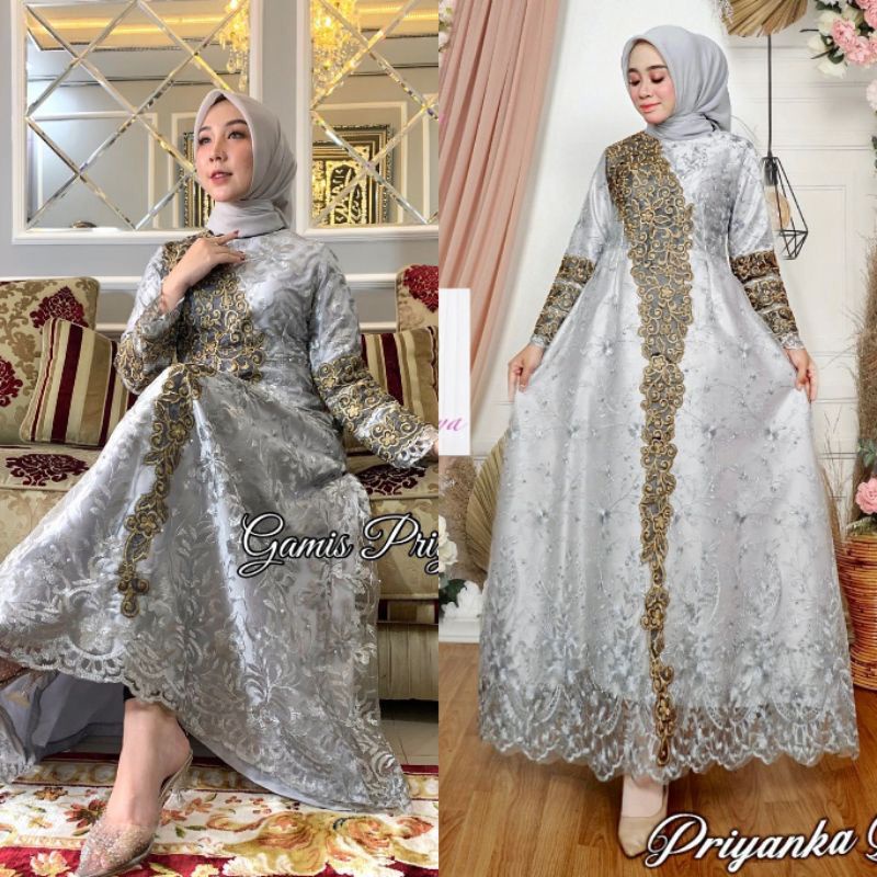 Kadai.baju / Gamis priyanka / Gamis tulle bordir / Gamis pesta / Gamis brukat jumbo