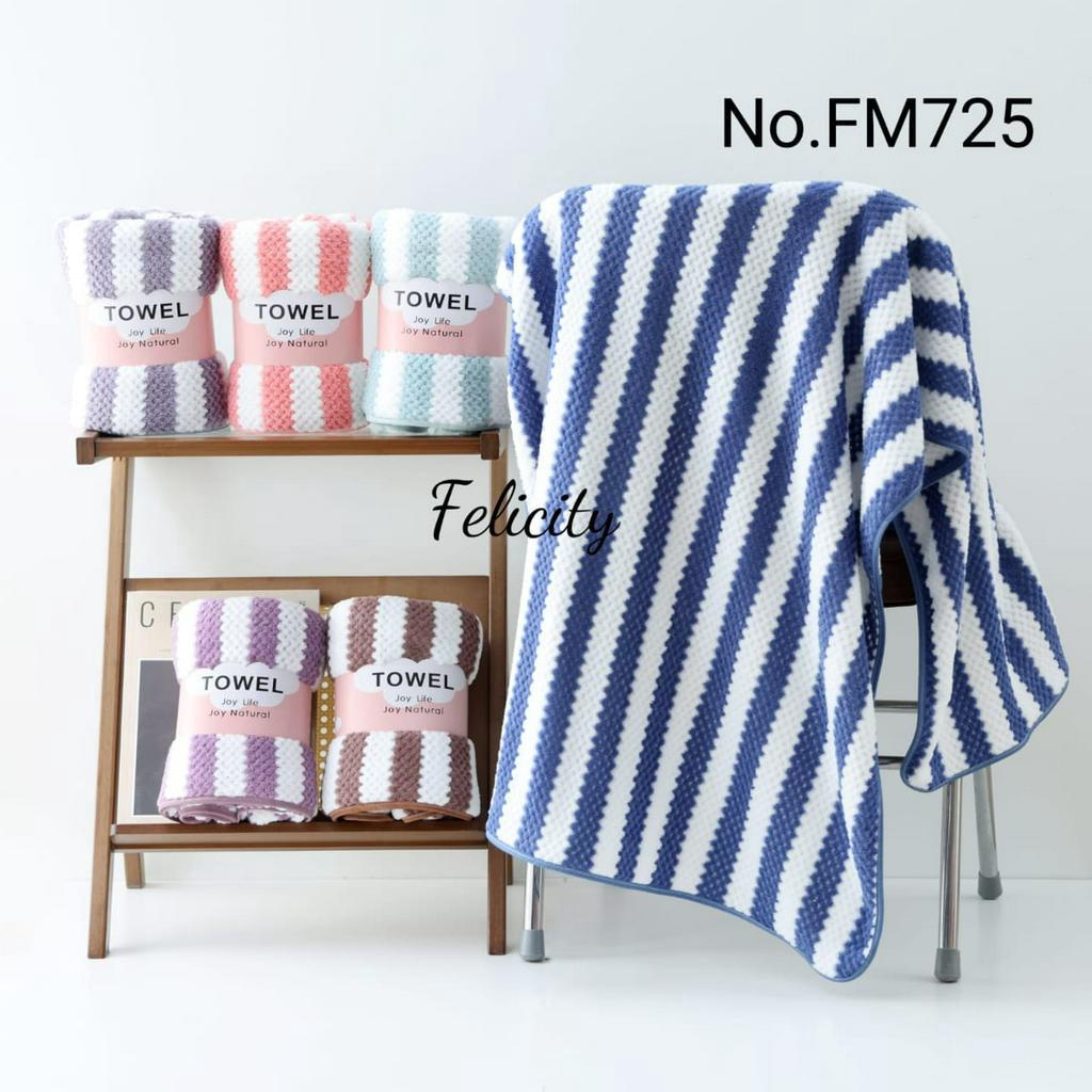 Handuk Mandi Salur Bulu Lembut Microfiber 70x140 Dewasa Super Lembut Serap Air Murah