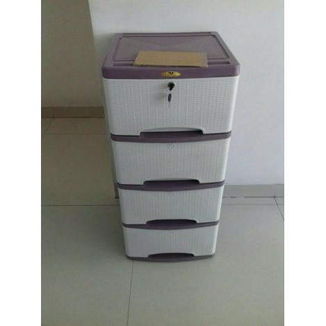 container cabinet / lemari plastik / container plastik motif rotan 4 susun