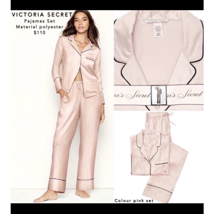 Victoria Secret Pajamas set pink satin