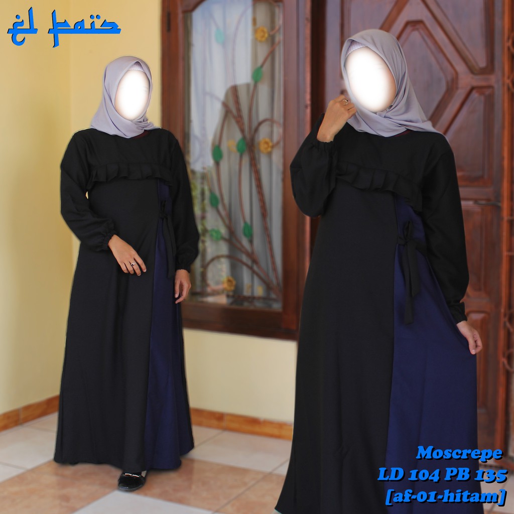 Busana Wanita Gamis Moscrepe Nisa Hitam